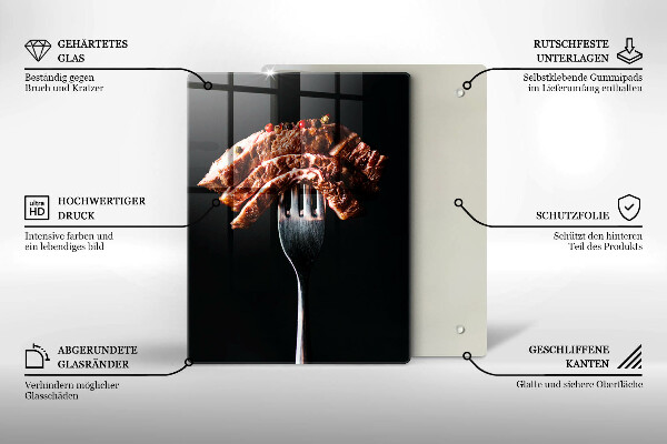 Glas Ceranfeldabdeckung Fleisch auf einer Gabel