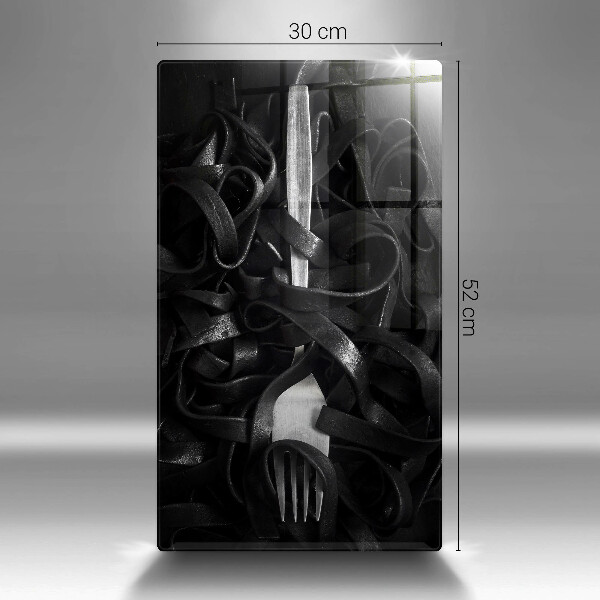 Glas Ceranfeldabdeckung Schwarze Nudeln und Gabel