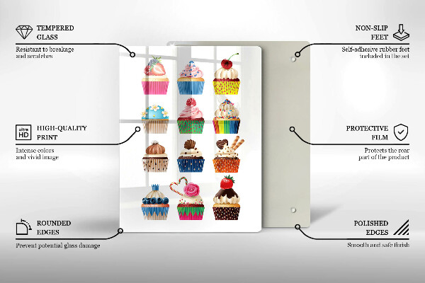 Glas Ceranfeldabdeckung Cupcake-Illustration