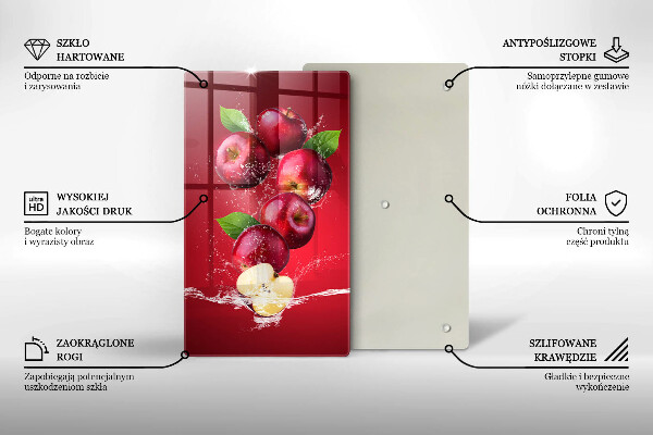 Glas Ceranfeldabdeckung Saftige Äpfel in Wasser