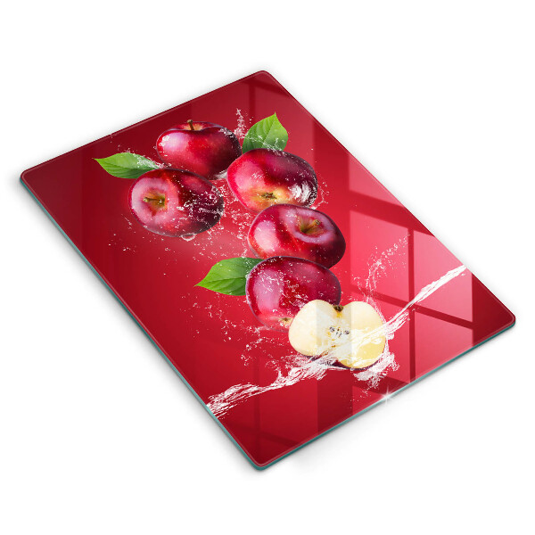 Glas Ceranfeldabdeckung Saftige Äpfel in Wasser