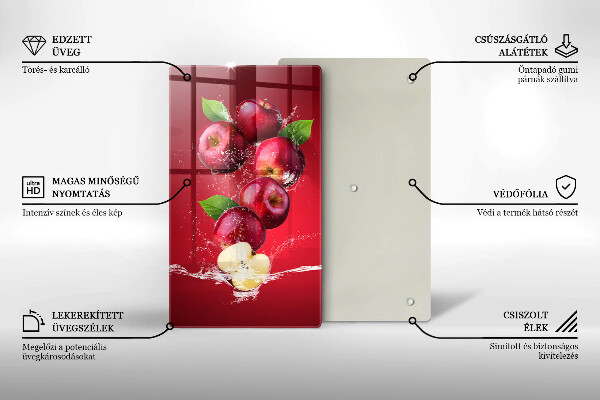 Glas Ceranfeldabdeckung Saftige Äpfel in Wasser