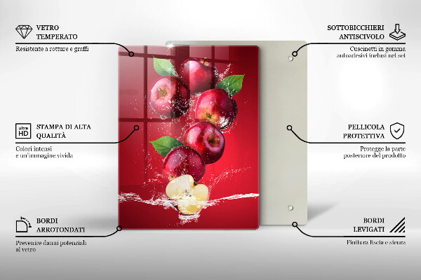 Glas Ceranfeldabdeckung Saftige Äpfel in Wasser