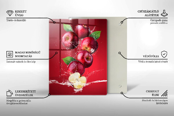 Glas Ceranfeldabdeckung Saftige Äpfel in Wasser