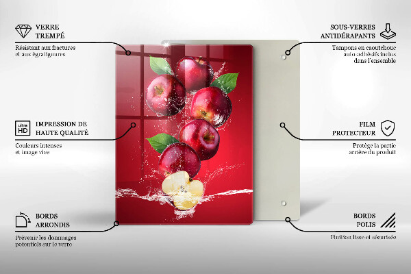 Glas Ceranfeldabdeckung Saftige Äpfel in Wasser