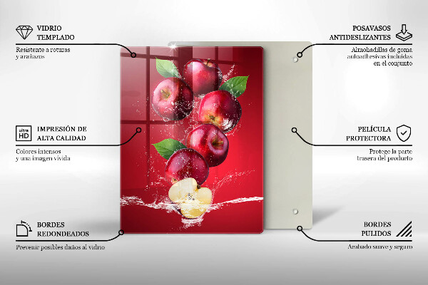 Glas Ceranfeldabdeckung Saftige Äpfel in Wasser