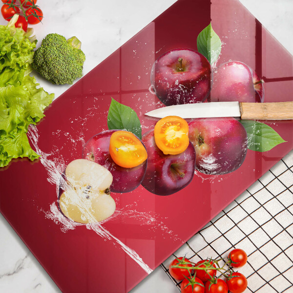 Glas Ceranfeldabdeckung Saftige Äpfel in Wasser