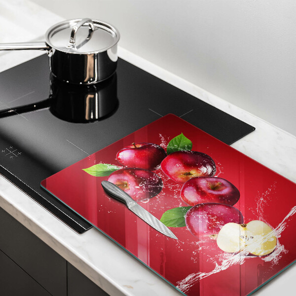 Glas Ceranfeldabdeckung Saftige Äpfel in Wasser