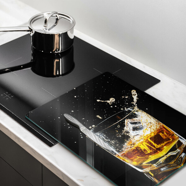 Glas Ceranfeldabdeckung Ein Glas Whiskey