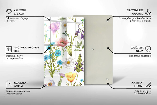 Glas Ceranfeldabdeckung Blumenillustration