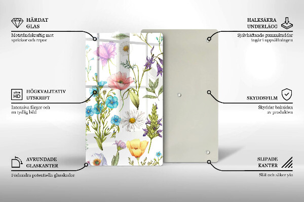 Glas Ceranfeldabdeckung Blumenillustration