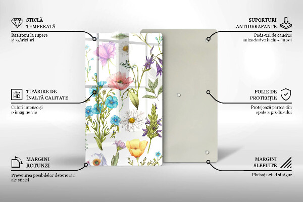 Glas Ceranfeldabdeckung Blumenillustration