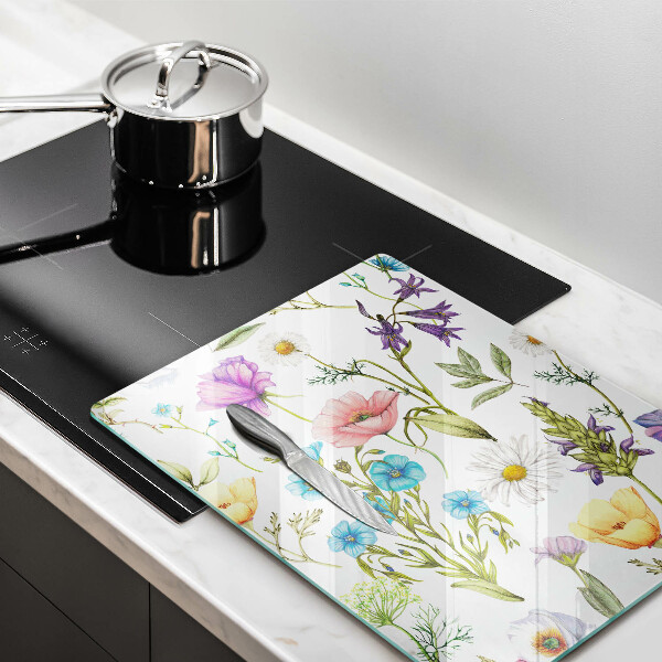 Glas Ceranfeldabdeckung Blumenillustration