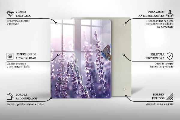 Glas Ceranfeldabdeckung Wildblumen und Schmetterling