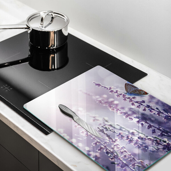 Glas Ceranfeldabdeckung Wildblumen und Schmetterling