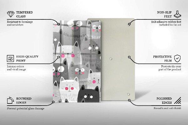 Glas Ceranfeldabdeckung Katzenillustration