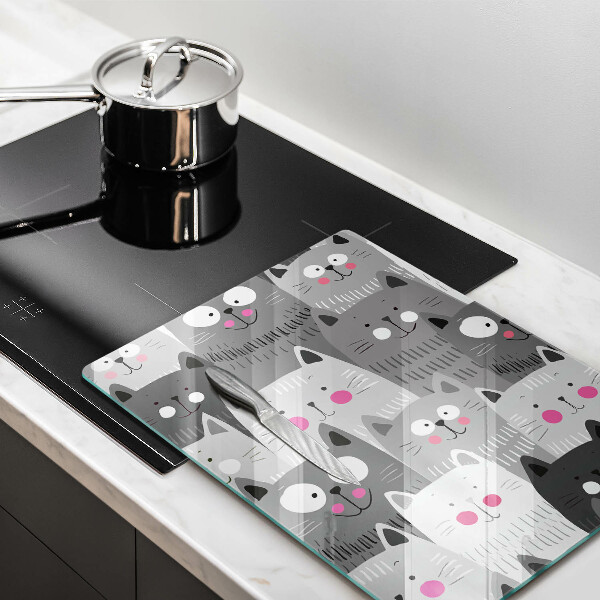 Glas Ceranfeldabdeckung Katzenillustration