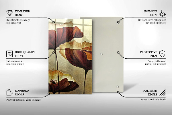 Glas Ceranfeldabdeckung Bemalte Boho-Blumen