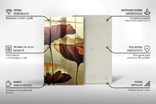 Glas Ceranfeldabdeckung Bemalte Boho-Blumen