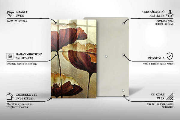 Glas Ceranfeldabdeckung Bemalte Boho-Blumen