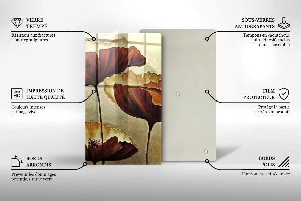 Glas Ceranfeldabdeckung Bemalte Boho-Blumen