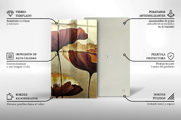 Glas Ceranfeldabdeckung Bemalte Boho-Blumen