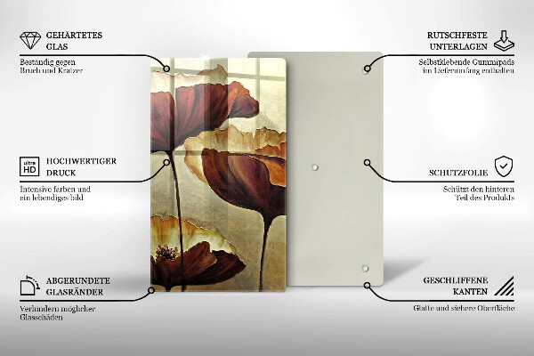 Glas Ceranfeldabdeckung Bemalte Boho-Blumen