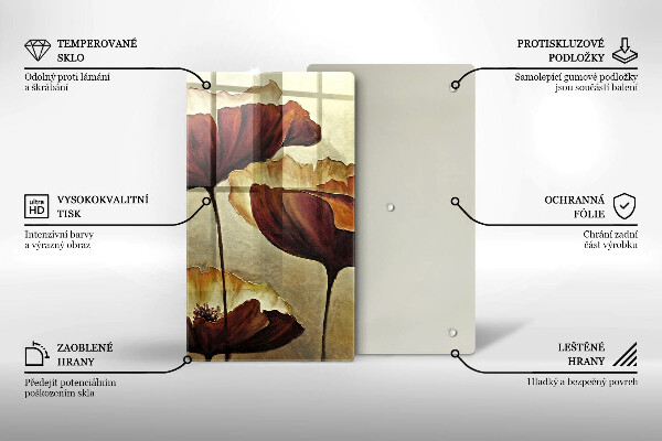 Glas Ceranfeldabdeckung Bemalte Boho-Blumen