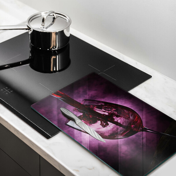 Glas Ceranfeldabdeckung Ein Glas Wein