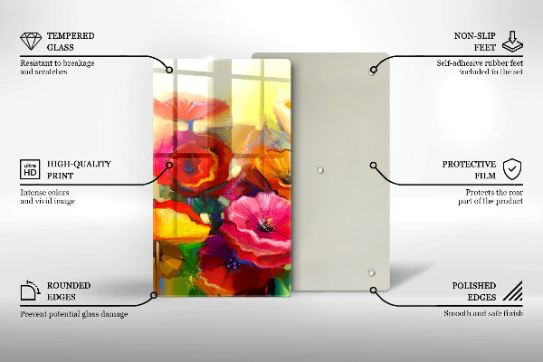 Glas Ceranfeldabdeckung Bemalte bunte Blumen
