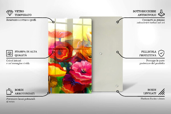 Glas Ceranfeldabdeckung Bemalte bunte Blumen