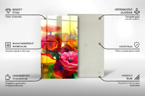 Glas Ceranfeldabdeckung Bemalte bunte Blumen