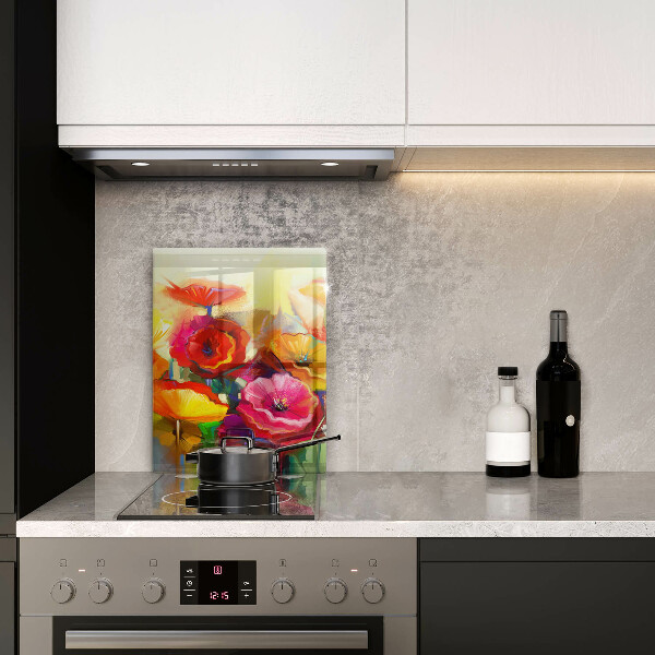 Glas Ceranfeldabdeckung Bemalte bunte Blumen