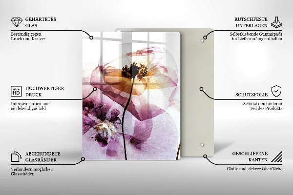 Glas Ceranfeldabdeckung Zarte Blumen