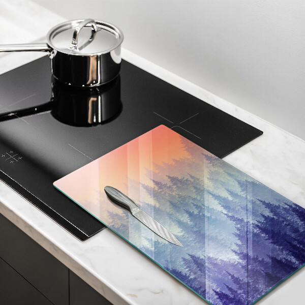 Glas Ceranfeldabdeckung Wald bei Sonnenuntergang