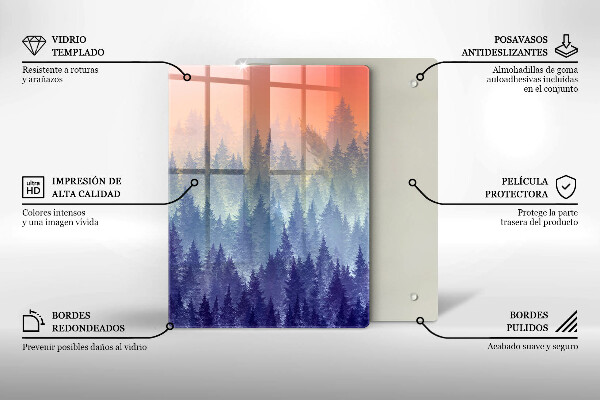 Glas Ceranfeldabdeckung Wald bei Sonnenuntergang