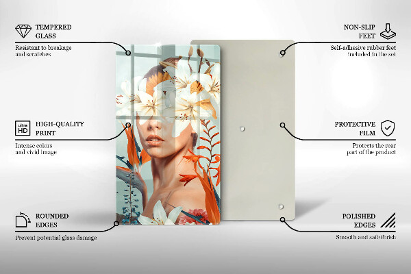 Glas Ceranfeldabdeckung Frau in Blumen