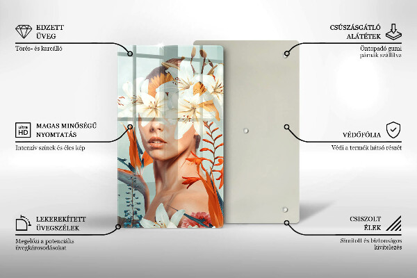 Glas Ceranfeldabdeckung Frau in Blumen