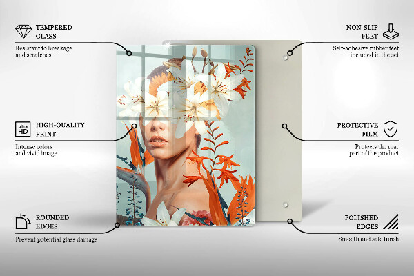 Glas Ceranfeldabdeckung Frau in Blumen