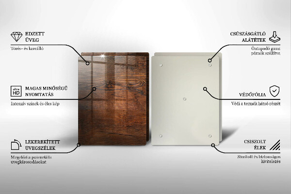 Glas Herdabdeckplatte Dunkles Holzbrett