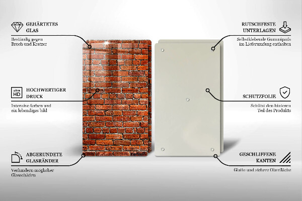 Glas Herdabdeckplatte Wand aus Backsteinmauer