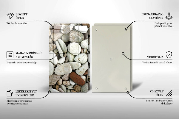 Glas Herdabdeckplatte Kleine Steine im Hintergrund