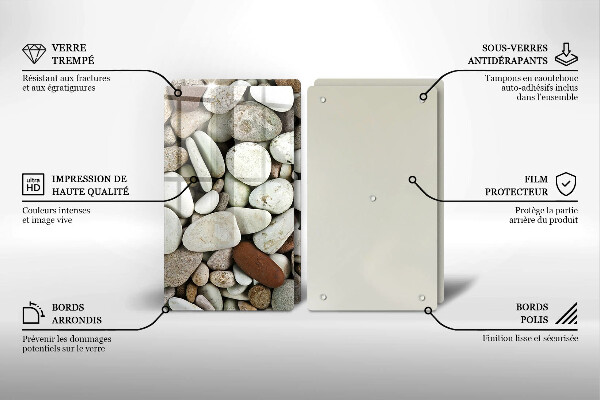 Glas Herdabdeckplatte Kleine Steine im Hintergrund