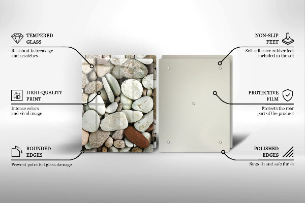 Glas Herdabdeckplatte Kleine Steine im Hintergrund