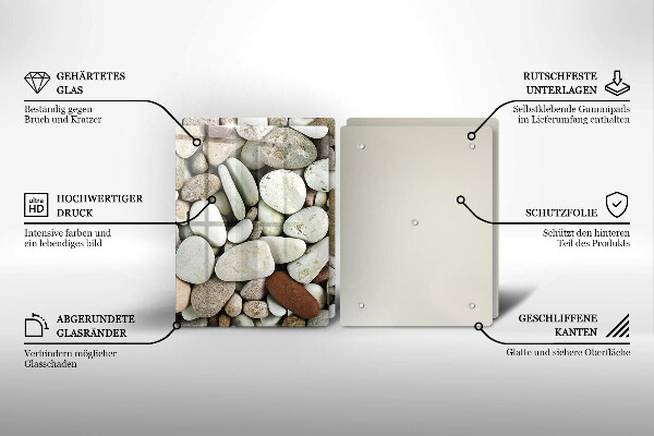 Glas Herdabdeckplatte Kleine Steine im Hintergrund