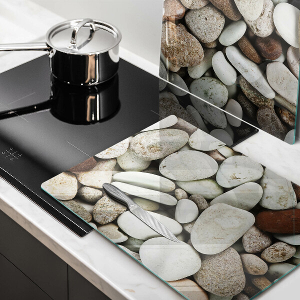 Glas Herdabdeckplatte Kleine Steine im Hintergrund