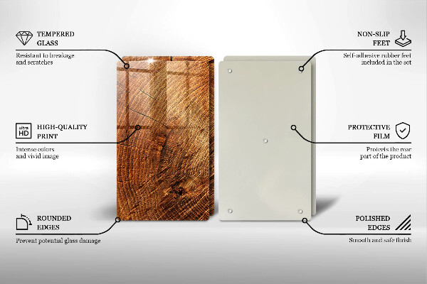 Glas Herdabdeckplatte Holzmaserung des Baumes