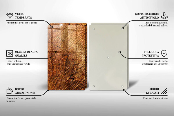 Glas Herdabdeckplatte Holzmaserung des Baumes
