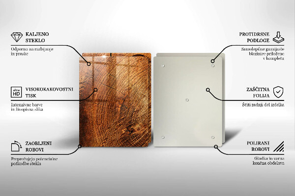 Glas Herdabdeckplatte Holzmaserung des Baumes