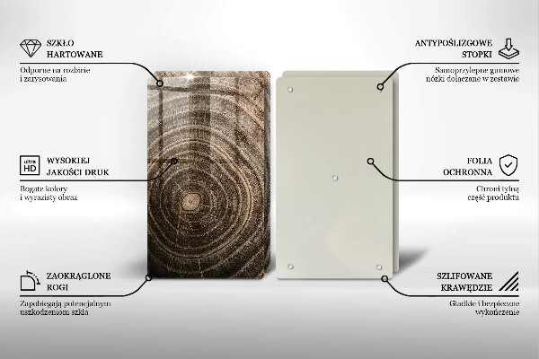 Glas Herdabdeckplatte Holzringe